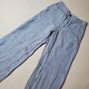 Madewell Women's Size 0 Zoe Relaxed Wide Pant 100% Linen Blue NU681
